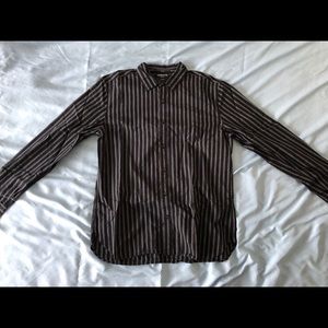 Claiborne Slim Fit Gray w/ Black Striped Shirt